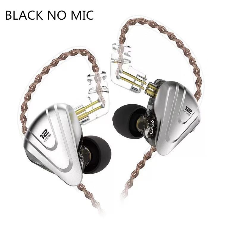 Kz zsx terminator 5ba 1dd 12 enhet hybrid i-øre øretelefoner hifi metall headset musikk sport kz  zs10 pro  som12 som16 zsn pro  c12 dm7: Svart ingen mikrofon
