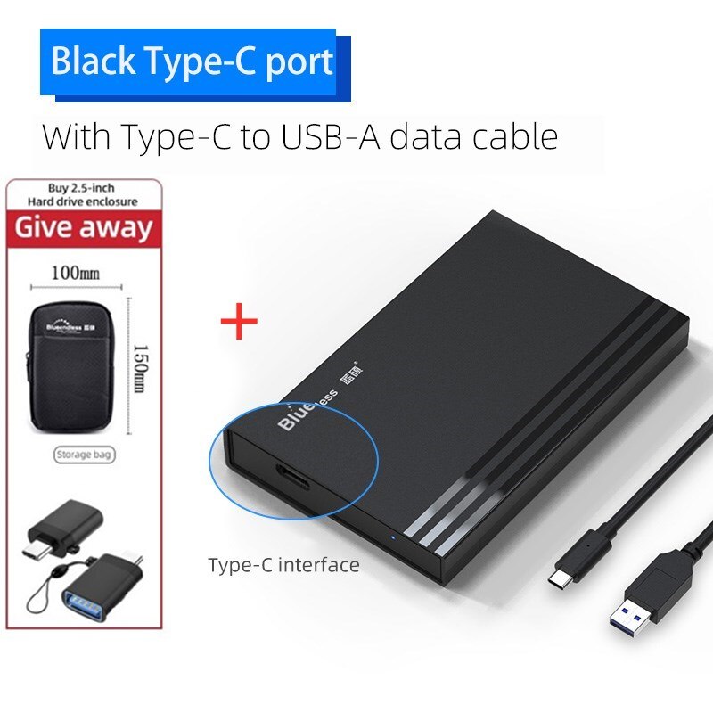 Custodia per HDD blueinfinite SATA a USB 3.1/3.0/2.0 10Gbps custodia per HDD esterna SATA portatile da 2.5 pollici tipo C 3.1 custodia per HDD esterna: MR23SC C-A CU01 bag