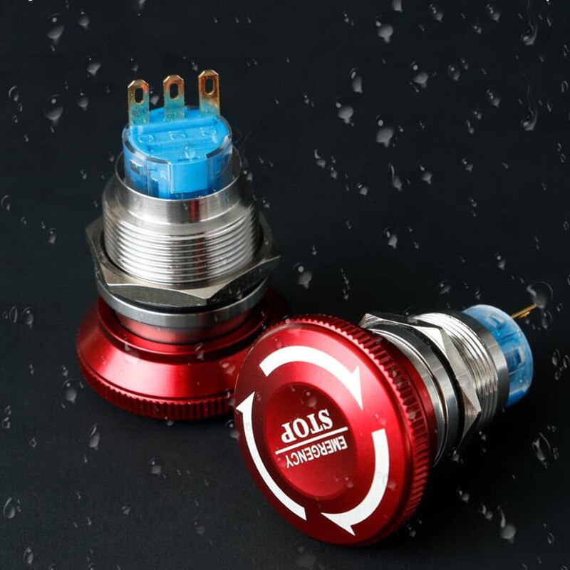16mm 19mm 22mm Emergency STOP Push Button Switch 1NO1NC 2NO2NC Waterproof Stainless Steel Mushroom