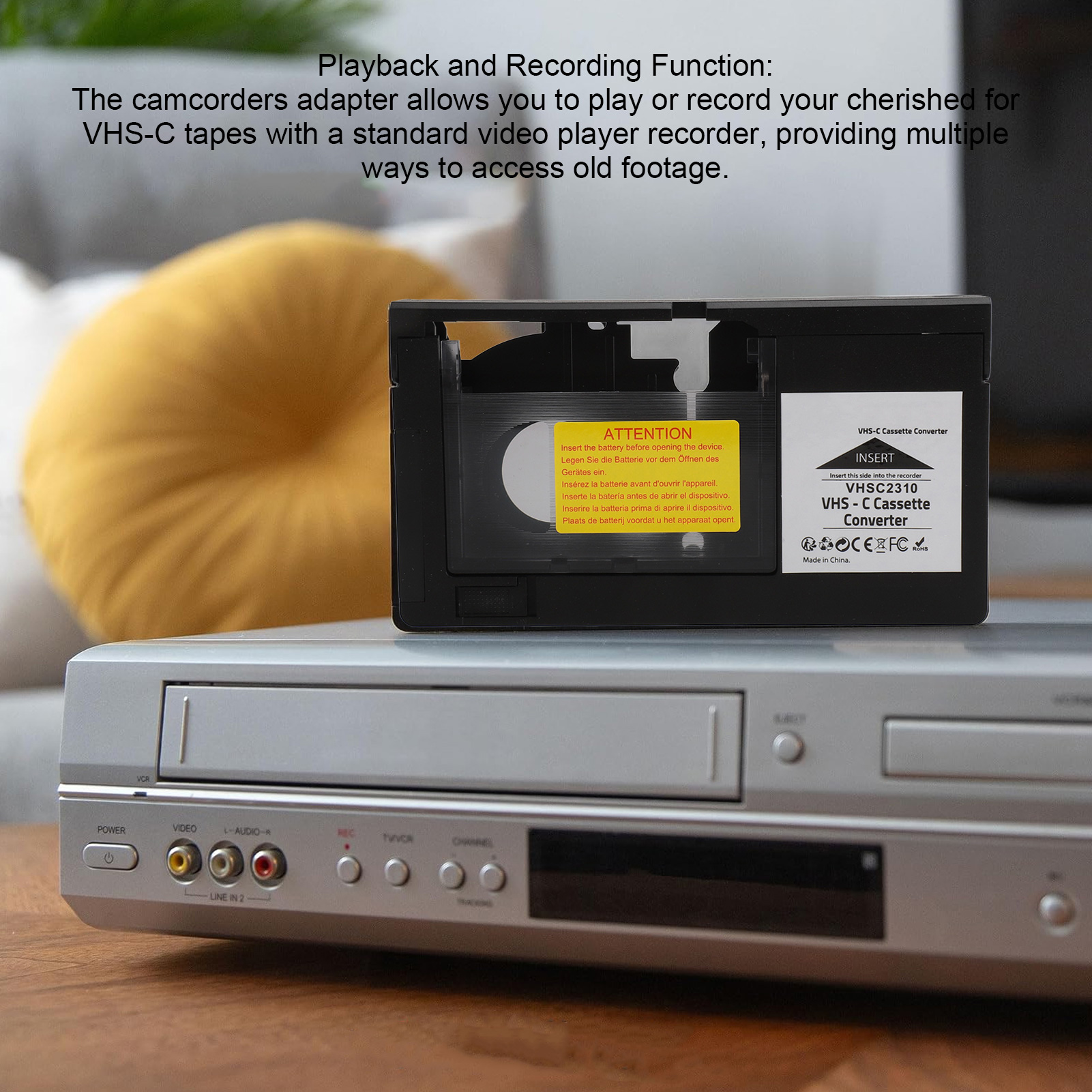 Camcorders Cassette Adapter Playback Recording Video Cassette Adaptor One Key Control for S‑VHS‑C S‑VHS Tapes