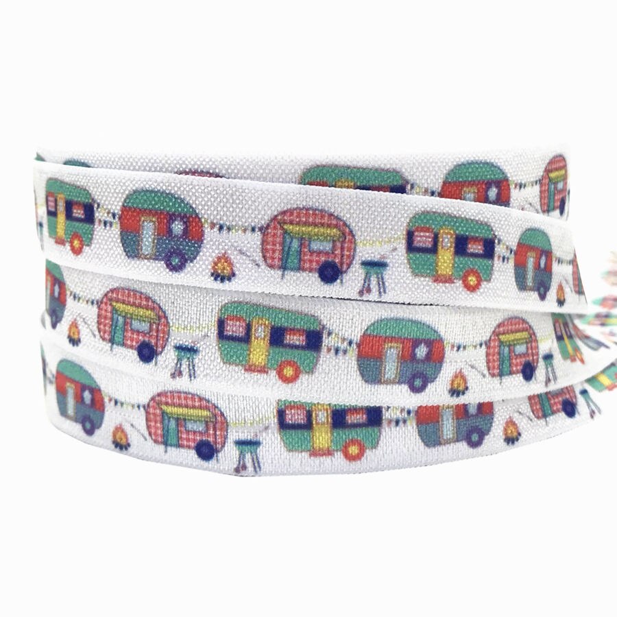 Cinta elástica plegable con estampado de coches Camper, cintas para el pelo de 5/8 &quot;y 16mm, accesorios para la cabeza: P729