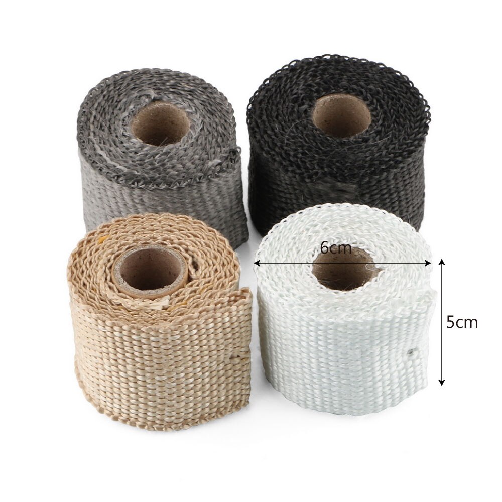Leepee motorcykel tilbehør varmeisolerende wrap udstødning header rør tape 50mm x 1.5m isolering tape glasfiber