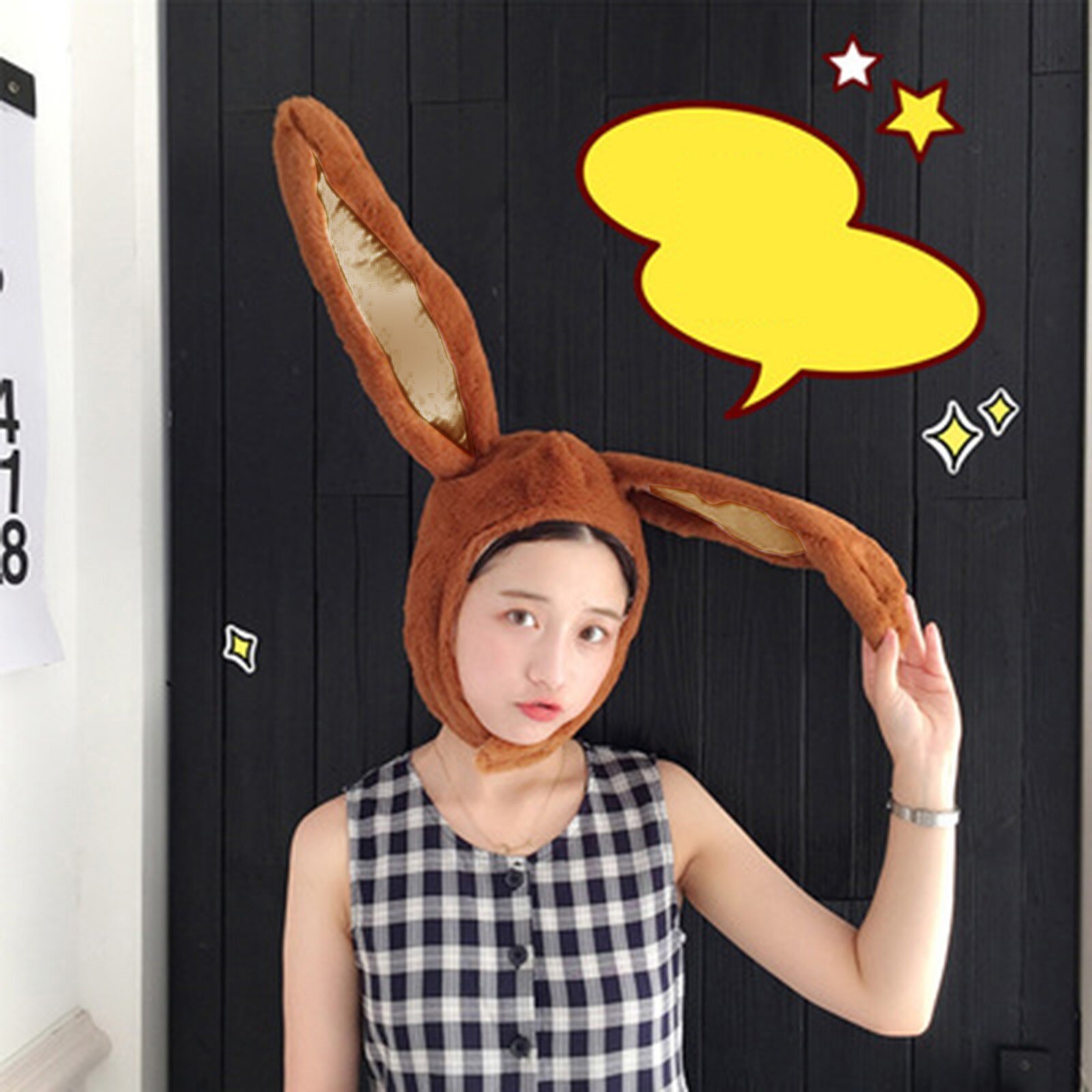 DAIGELO Women‘s Winter Bunny Ears Cartoon Hat Winter Warm Hedging Cap Plush Fun Bunny Ears Hood Lady Costume Hats Warm Soft Cozy