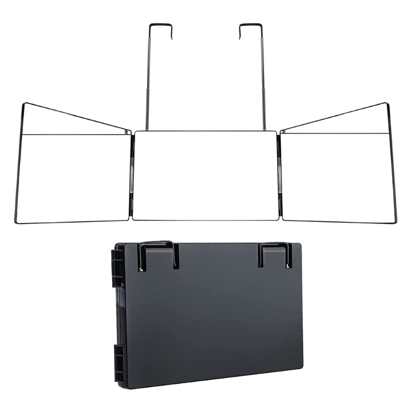 Trifold Hair Cutting Mirror Self Styling Mirrors with Adjustable Height Hook
