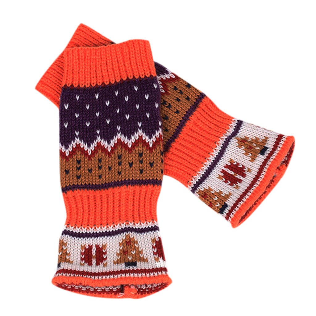 Halloweenowe rękawiczki damskie damskie paski kreskówkowe rękawiczki cieplejsze dzianiny długie rękawiczki bez palców rękawiczki akcesoria robić Halloween prezent: Pomarańczowy
