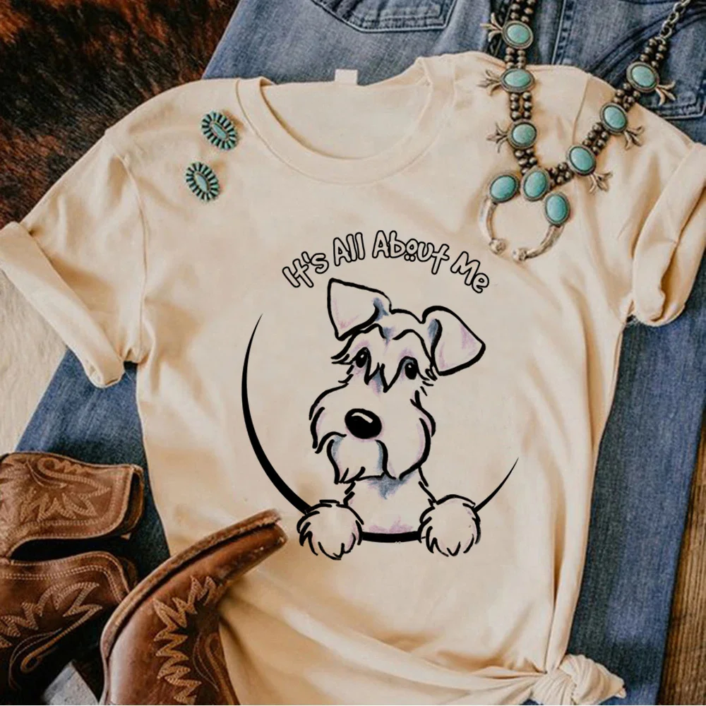 Schnauzer Tee femmes bande dessinée japonaise drôle t-shirt fille bande dessinée vêtements: L / Or