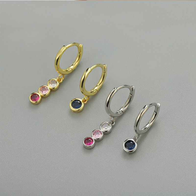 Sipengjel Regenboog Zirkoon Hanger Kleine Hoepel Oorbellen Gothic Zoete Asymmetrie Dangle Oorbellen Voor Vrouwen Sieraden Party