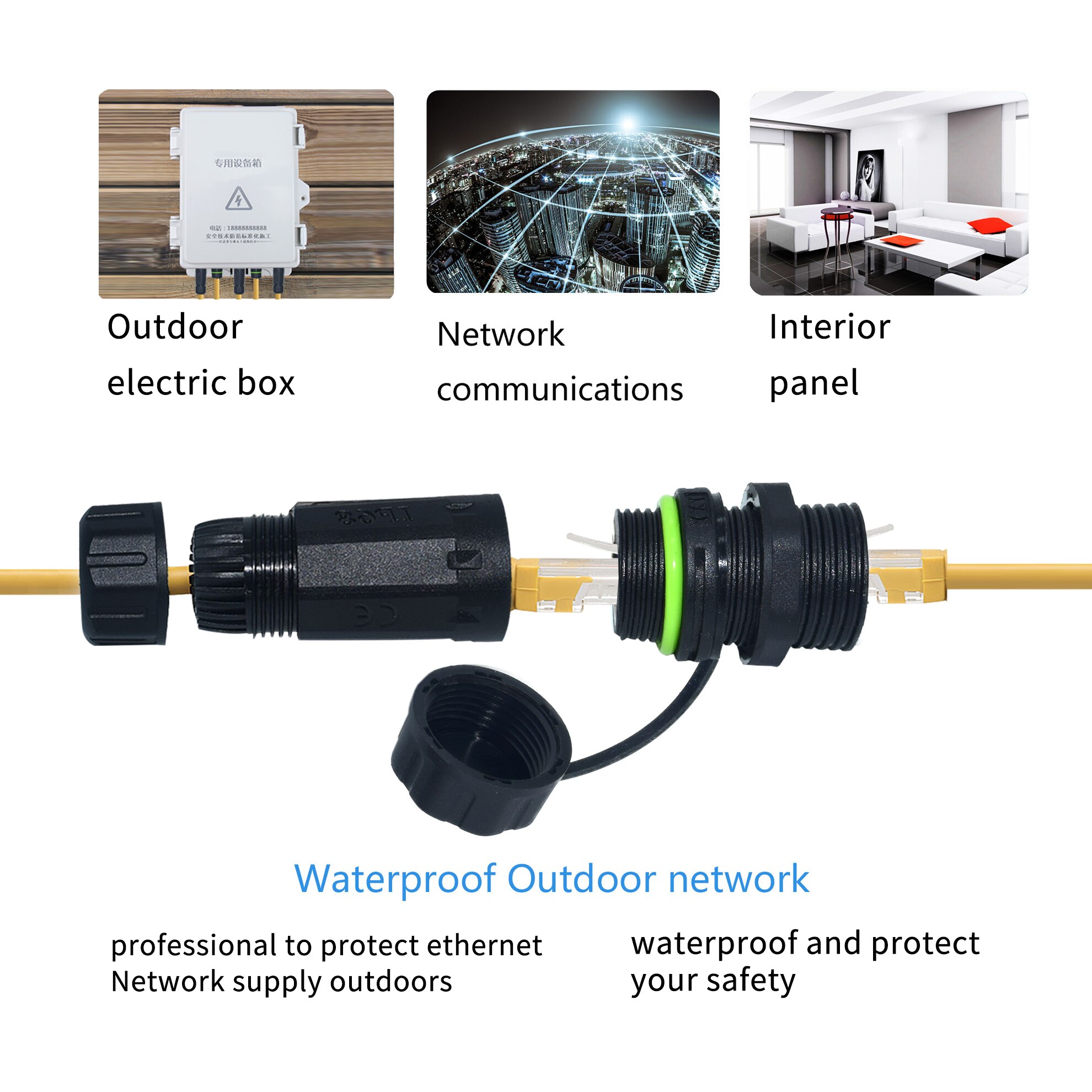 YXY IP68 Panel Mount Waterproof RJ45 Connector Outdoor Ethernet Jack Ethercon