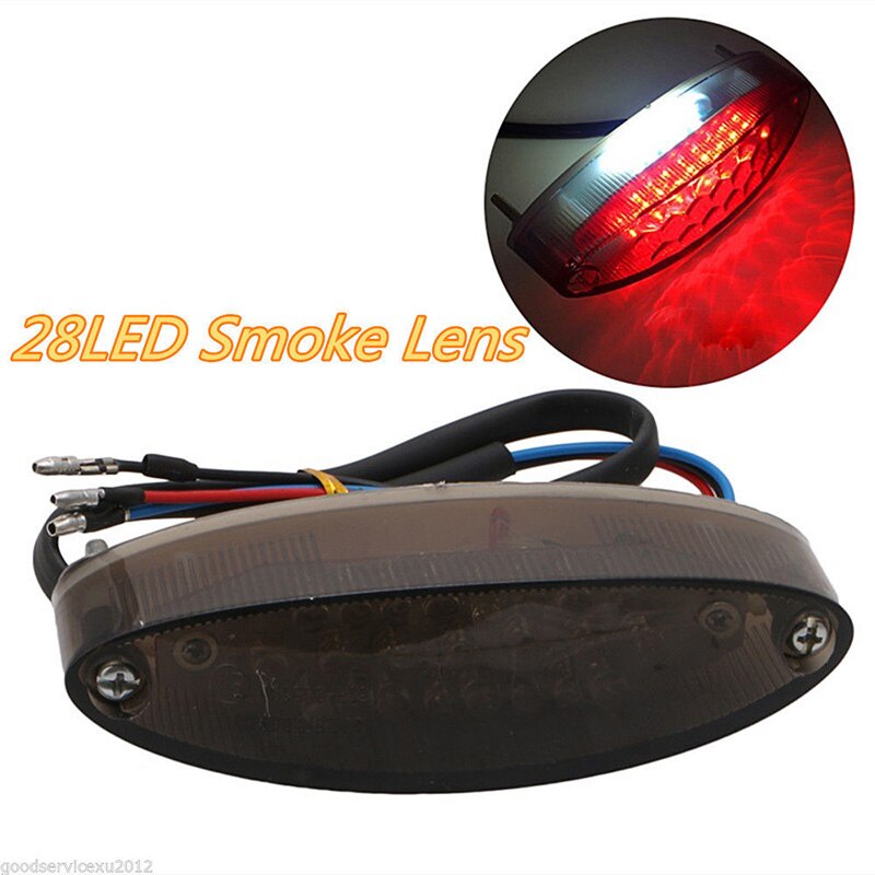 28 LED Motorcycle Universal Tail Light Rear Signal Stop Brake Light Smoke Lens Honeycomb Limb LED Tail Honeycomb Light: Default Title