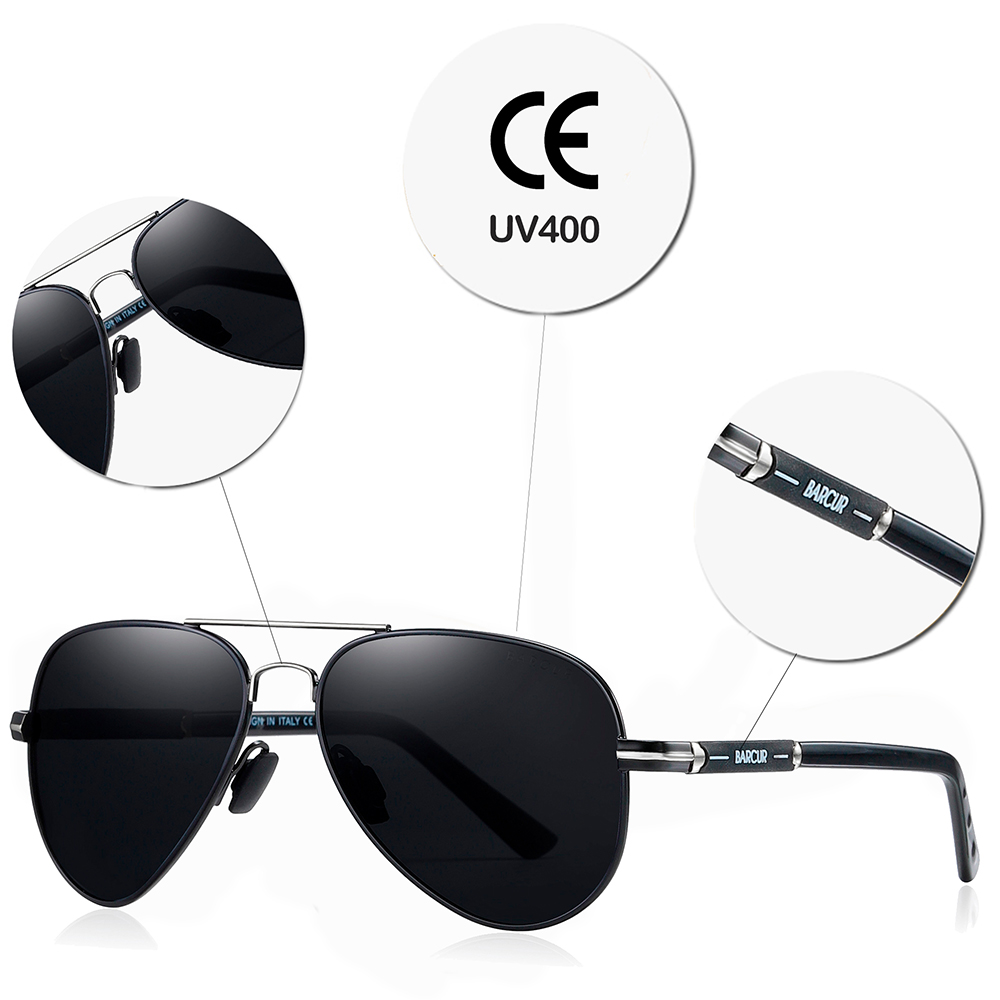 Barcur polarisierte herren sonnenbrille Pilot sonnenbrille für männer zubehör fahren angeln, wandern brillen oculos gafas de sol