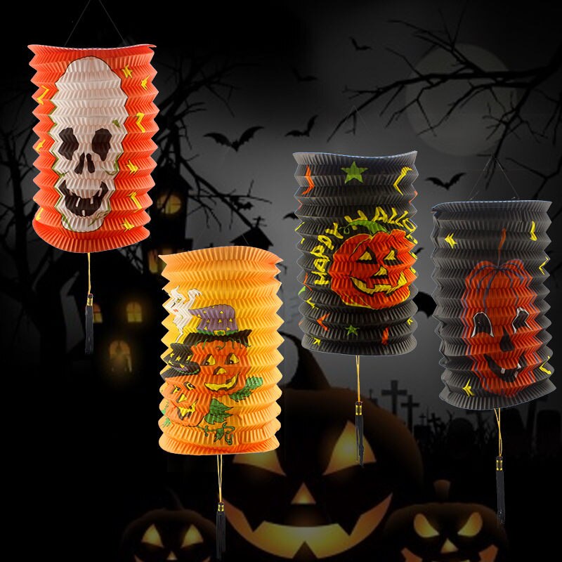 1PC Halloween Pumpkin Round Chinese Paper Lantern Party Decor Craft DIY Hanging Lantern Ball Party Scary Supplies U3