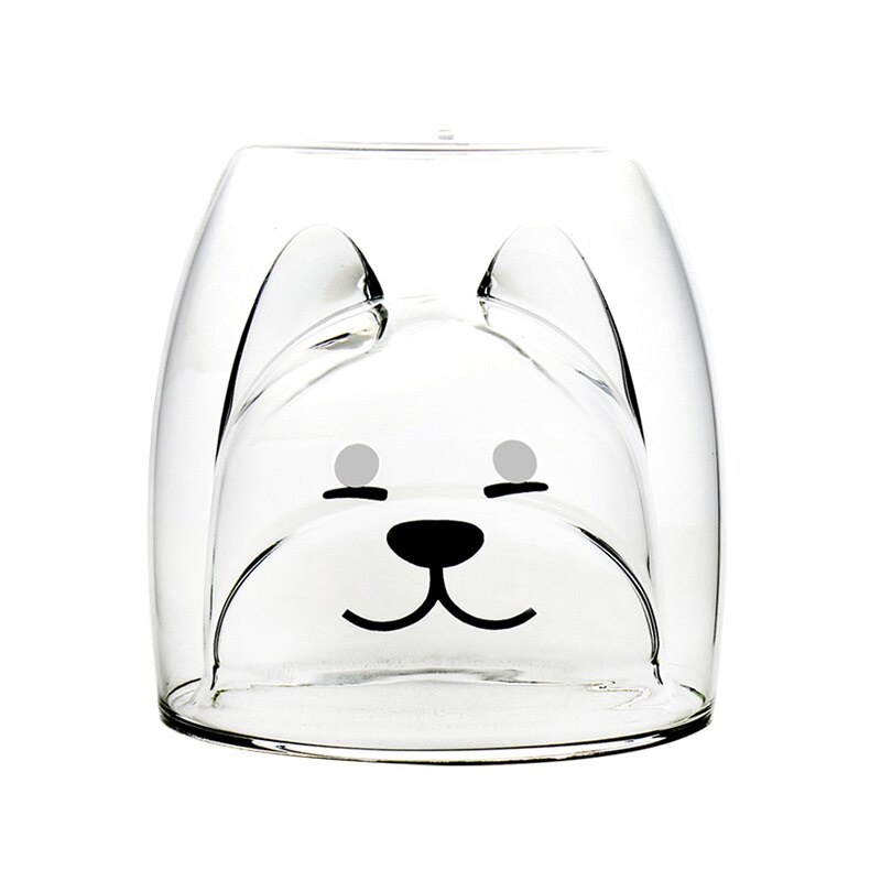 Cat Claw/Paw Cup Double Glass Coffee Mug Cartoon Cute Cat Milk Juice Cup Home Office Cafe Tazas Best for Festival: Shiba Inu