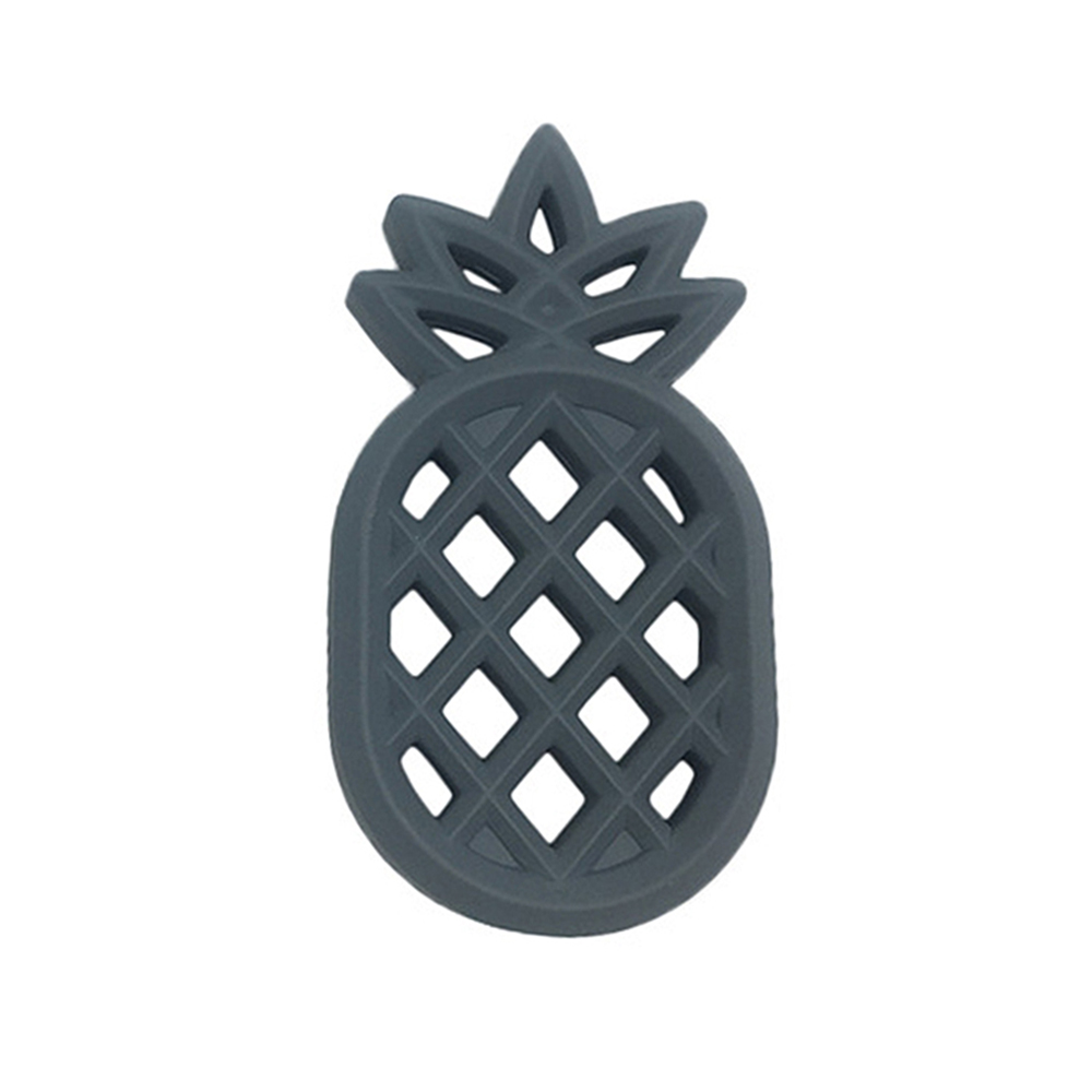 Child DIY Pacifier Pineapple Silicone Teether Bite Resistance Baby Teething Toys Safety Molar: Dark Gray