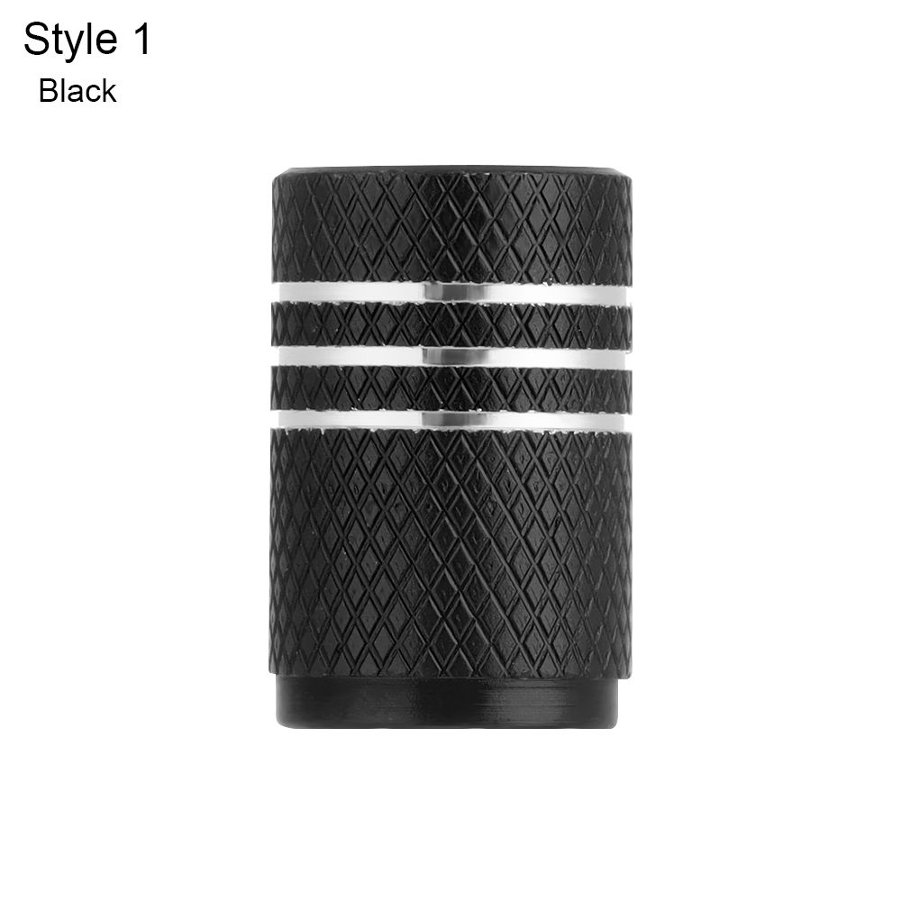 5PCS Bike Valve Caps Aluminum Alloy Schrader Valve Caps Motorcycles Trucks Cars Bikes Tire Valve Stem Covers Bicycle Accessories: Black-Style 1