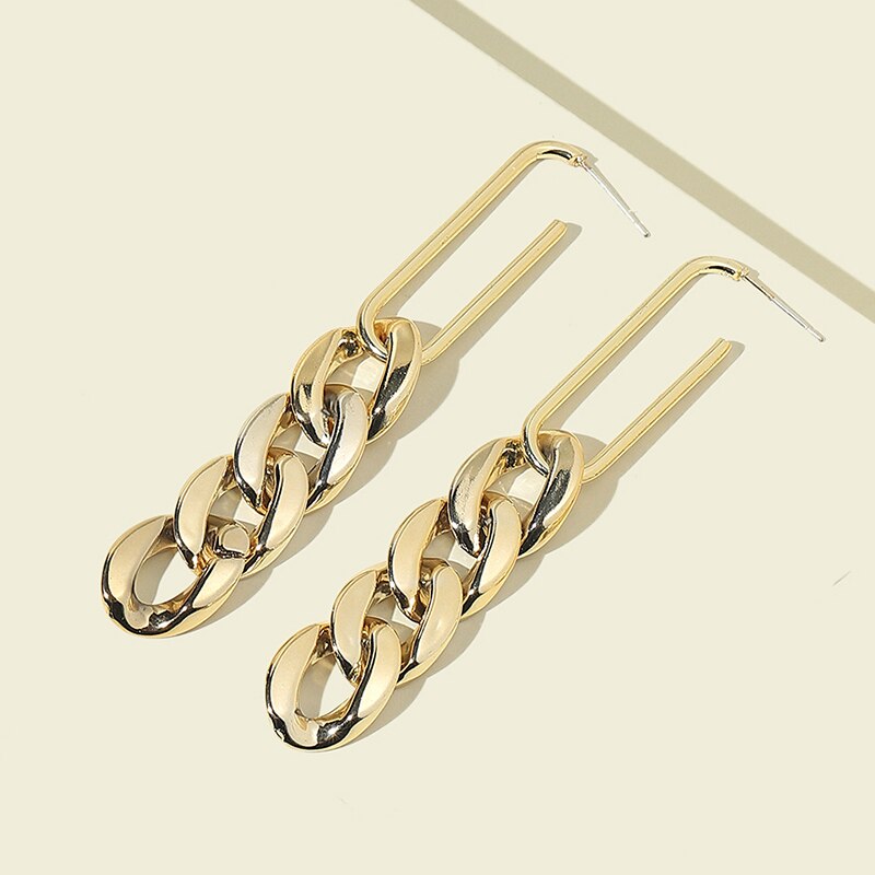 CWEEL Trend Long Earrings For Women Female Statement Punk Luxury Gold Tassel Vintage Dangle Snake Link Chain Earrings: CBE0004