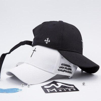 Eenvoudige geborduurde baseballpet met kruis van katoen, snapback, zomerse hiphoppetten voor koppels, buitenzonwering, unisex hoeden