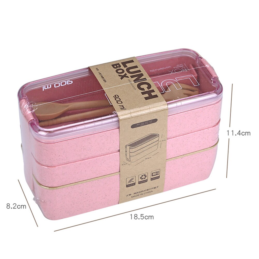 1200ml Wheat Straw Double Layers Lunch Box With Spoon Healthy Material Bento Boxes Microwave Food Storage Container Lunchbox: d