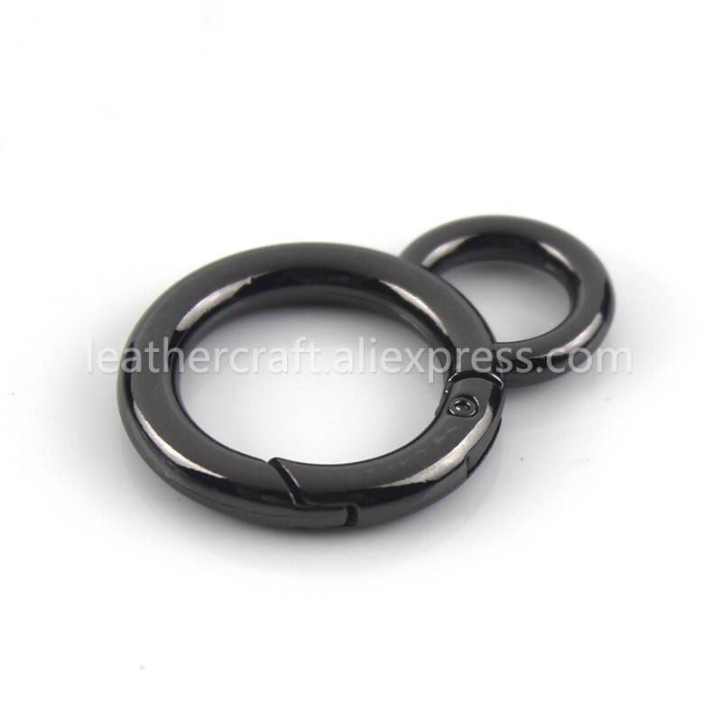 Metal Double Circle Snap Hook Spring Gate O Ring Trigger Clasps for Leather Craft Bag Strap Belt Connecting Hardware Accessory: 20 pcs / Gun Metal