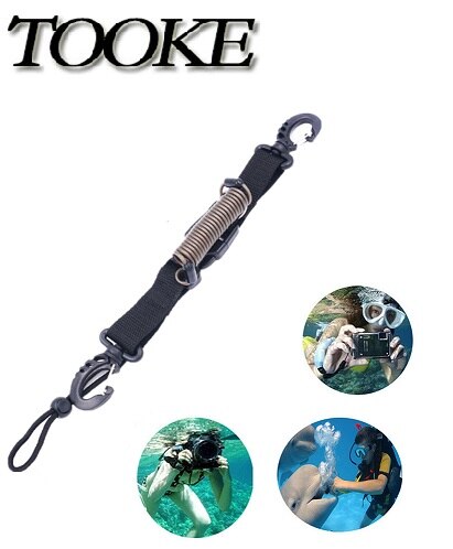 Dykking snappy spiralfjærer kamera lanyard spiral med ringdykk for undervannshus lommelykt lommelykt