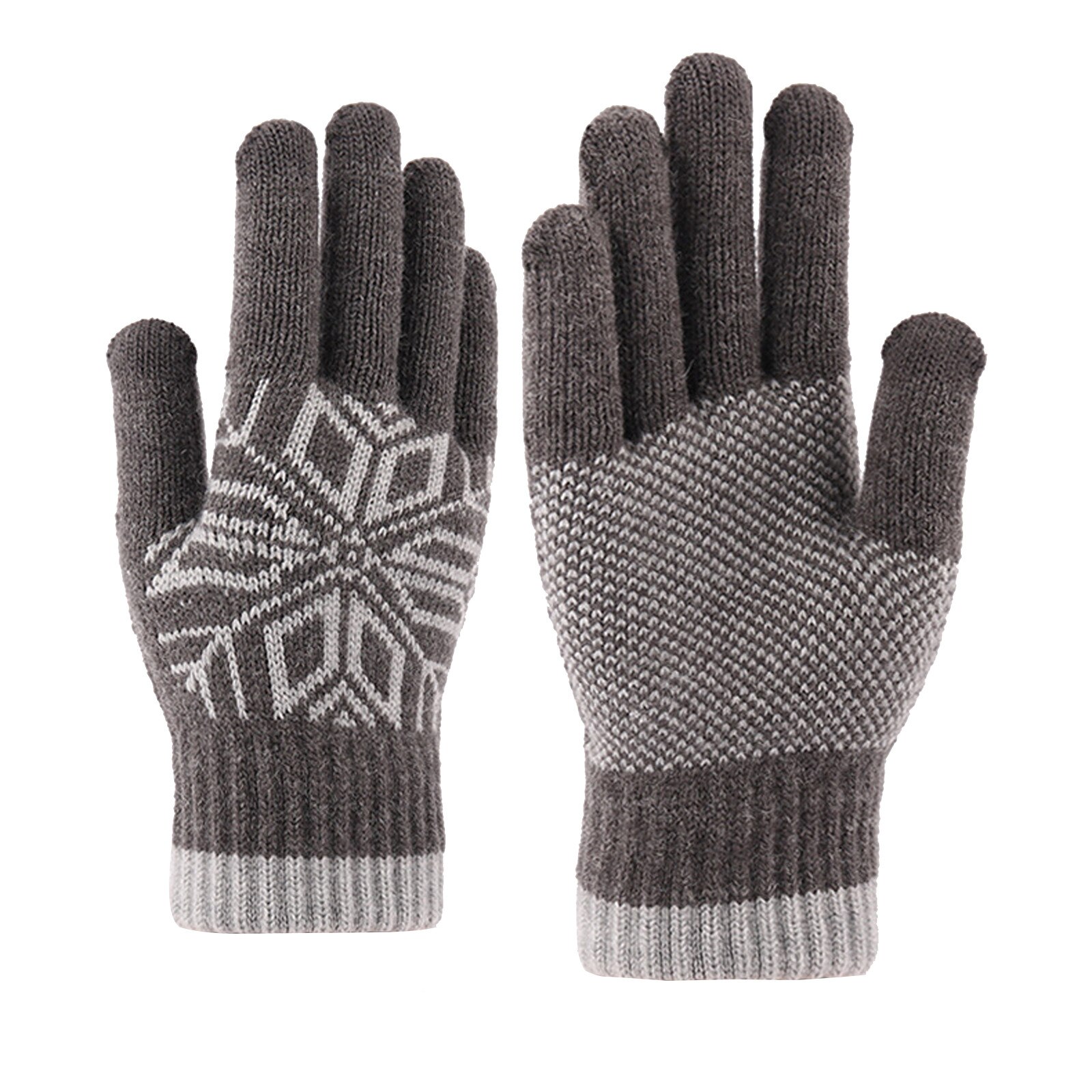 Unisex Female Winter Warm Knitted Full Finger Gloves Men Woolen Touch Screen Mittens Women Thick Warm Cycling Driving Gloves: GY