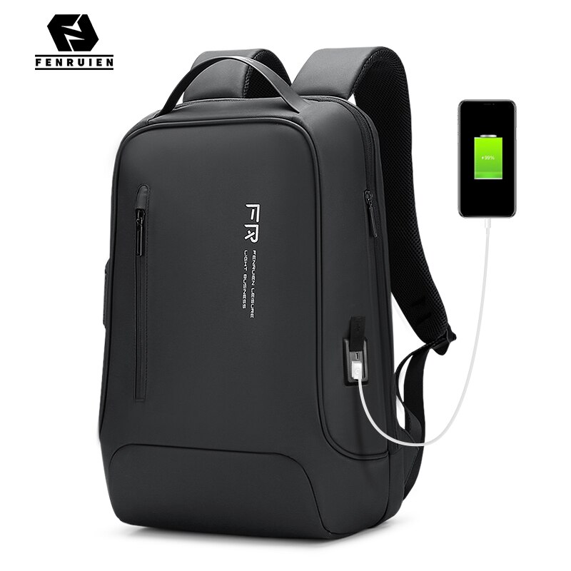 Fenruien Backpack 15.6 Inch Notebook Backpack Black for Men USB Charging Business Travel Backpack Waterproof Anti-Theft: Default Title