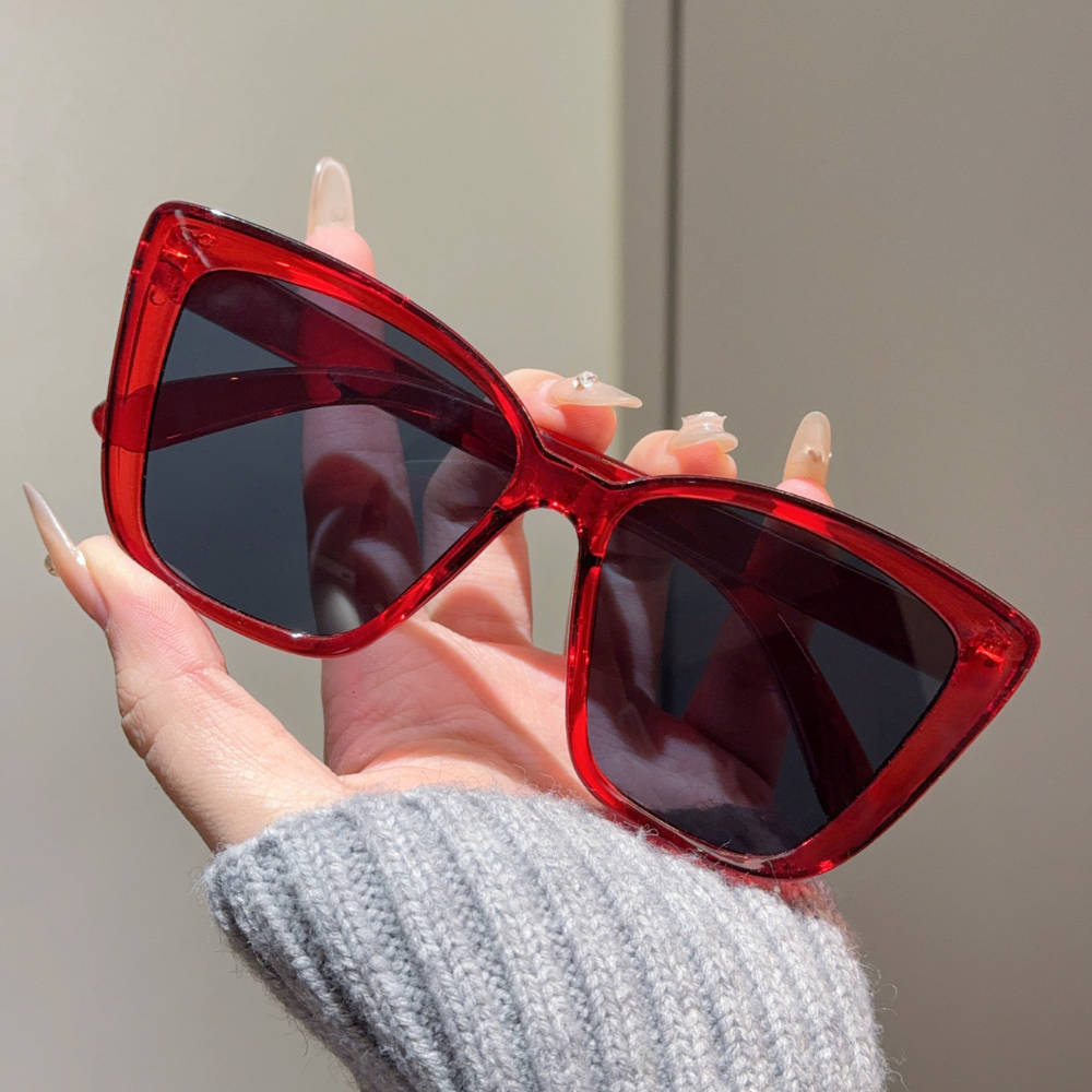 Trendy store cat eye-solbriller for kvinner og menn, retro firkantede solbriller med  uv400 beskyttelsesbriller: Gul