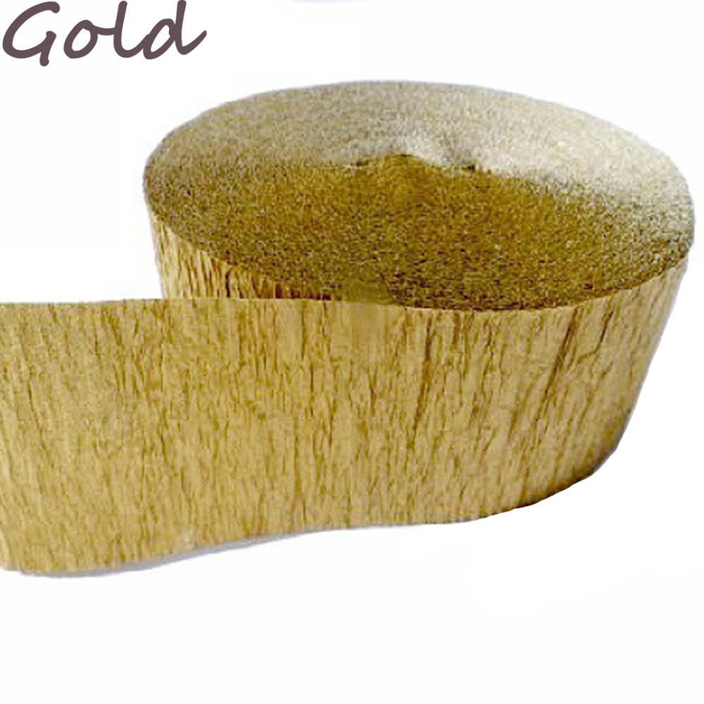 1 Roll 3.5 Cm * 10 M Crinkled Crêpepapier Bloem Wikkelen Diy Scrapbooking Craft Voor Verjaardagsfeestje Festival Kerst decoratie: gold