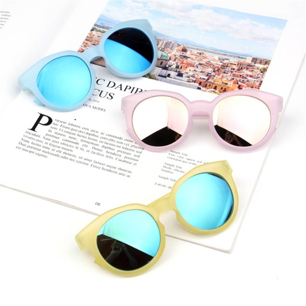 Nueva Color dulce para niños gafas de espejo reflexivas Unisex niños niñas gafas de sol niños gafas bebé protección UV