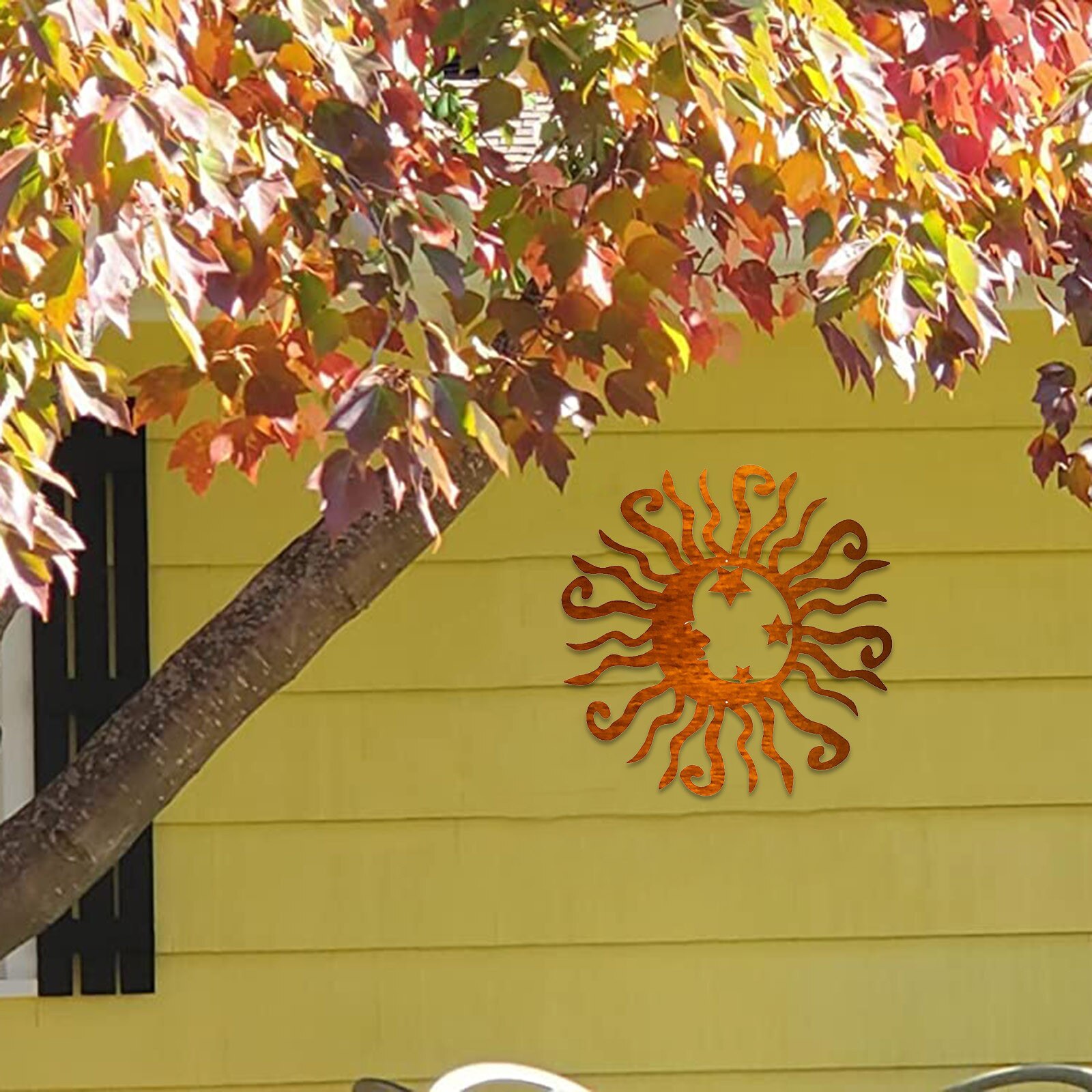 Moon Shape Wall Decoration Metal Wall Art Steel Outdoor Decor Active Metal Reflective Wall Decor Sticker D02