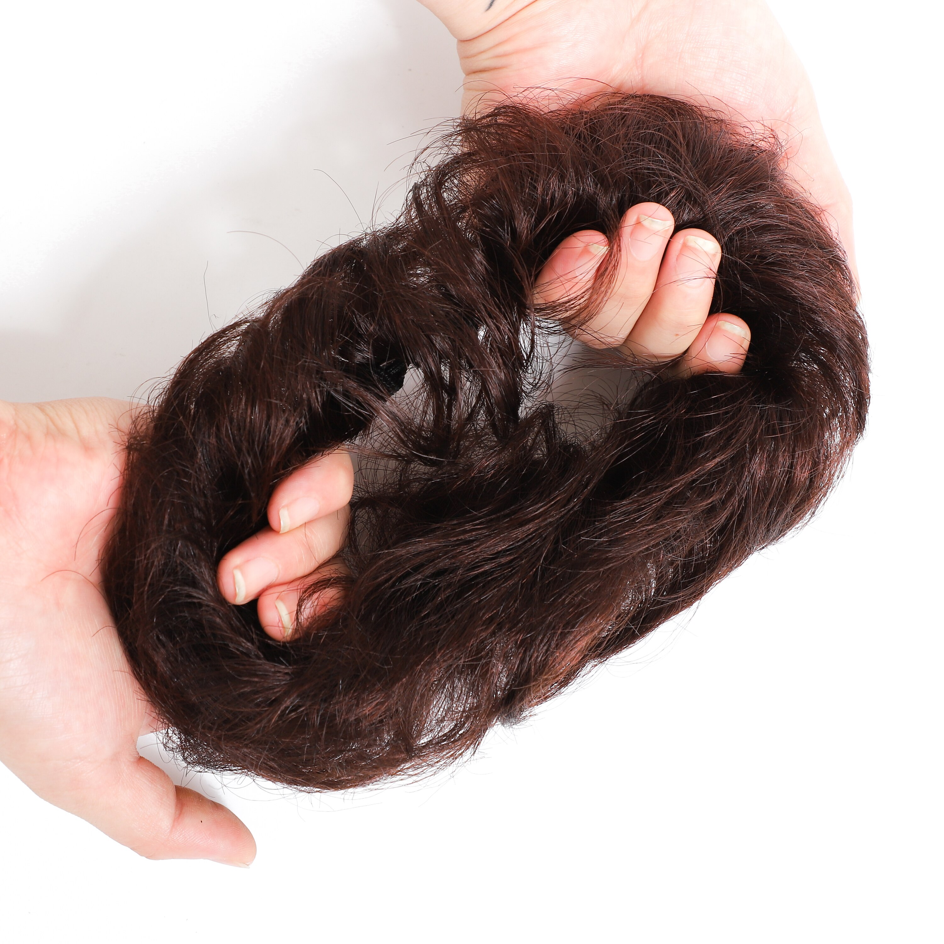 charmant 1 Stück Synthetische Chaotisch Chignon Krapfen Gary Braun Farbe 50g Haar Brötchen Pad Elastische Haar Seil Gummiband haar Erweiterungen