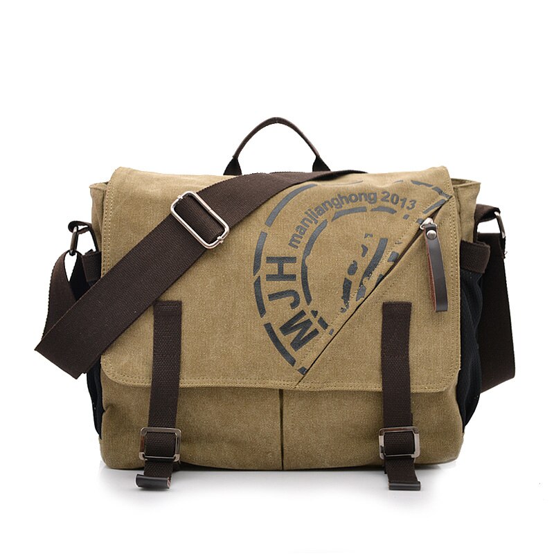 Man Canvas Messenger Tassen Duffle Tote Reizen Schoudertas Tote Bolsa Crossbody Tassen Rits Reizen Leisure Handtas: Khaki