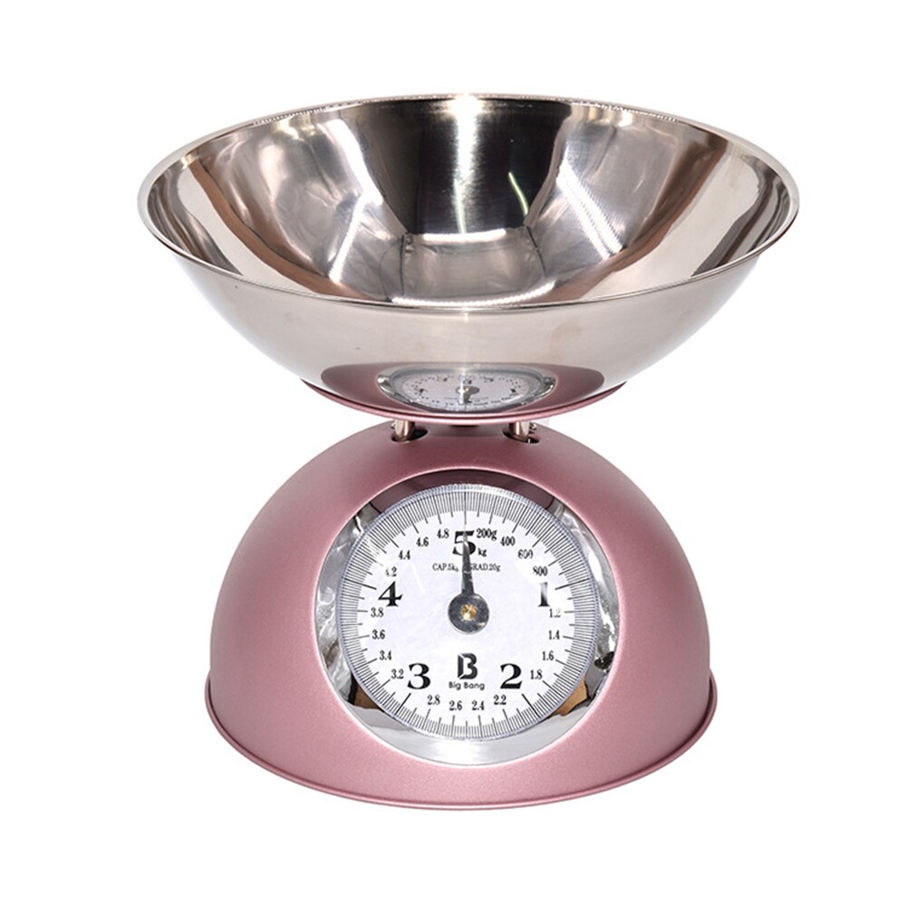 Báscula mecánica de 5kg para restaurante, cocina, comida para pesar el hogar con Bol, cocina fácil de leer, acero inoxidable Retro preciso