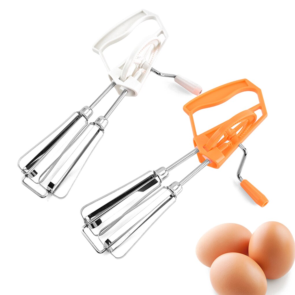 Hand Crank Egg Beater Stainless Steel Rotary Hand Whisk Manual Egg Mixer Kitchen Cooking Tool Plastic Handle Egg Beater