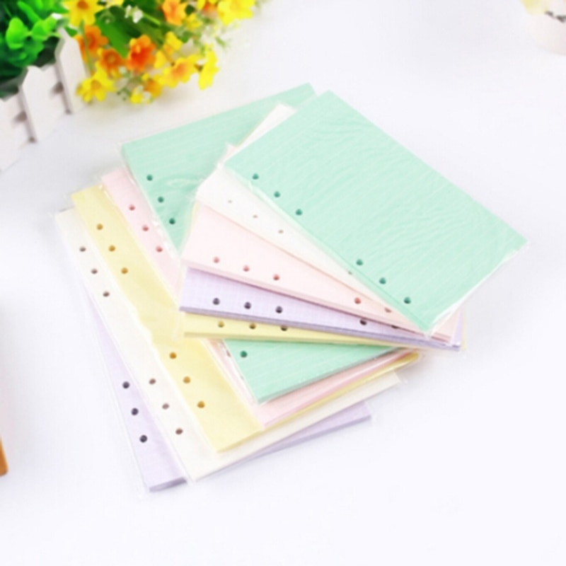 Farverige  a5 løvblade notesbøger genopfylder 6 huller ringe bindemiddel spiral dagbog planner indre kerneindsatser papir gæstebog