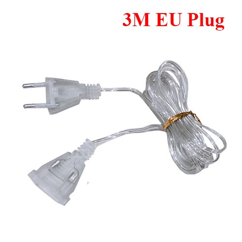Thrisdar 3 Meter Verlengkabel Eu/Us Plug Met Schakelaar Standaard Verlengsnoer Voor Kerst String Fairy Light guirlande: 3M With EU Plug