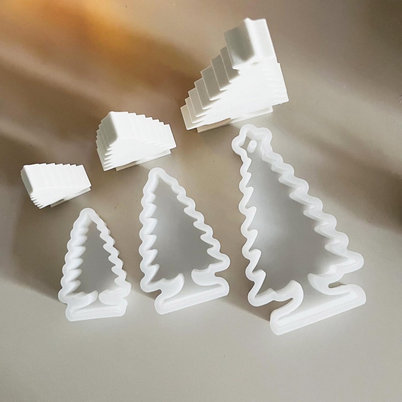 Ornamento da tavolo per albero di pino di Natale Stampi in silicone base per candela in gesso fai-da-te tappo-in Decorazione per auto Stampo in resina Artigianato per la casa