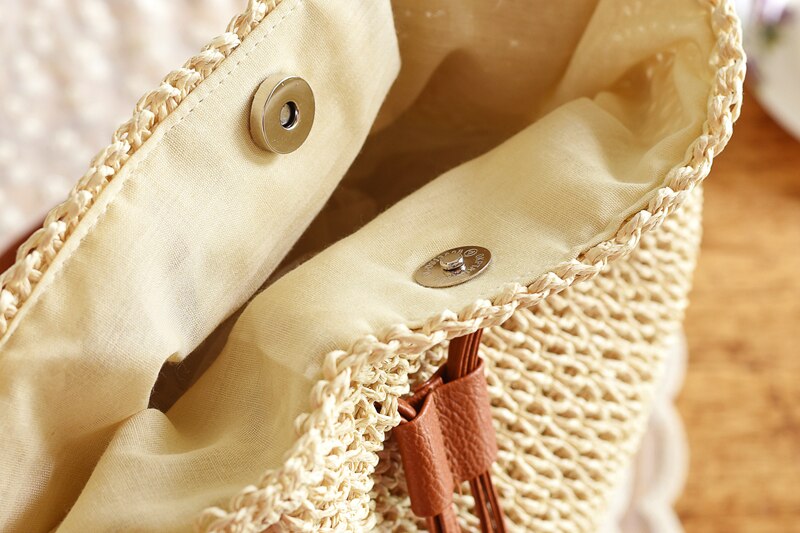 Mochila tejida de paja de para mujer, bandoleras de verano para adolescente, bolso de viaje para mujer, Mochila para libros