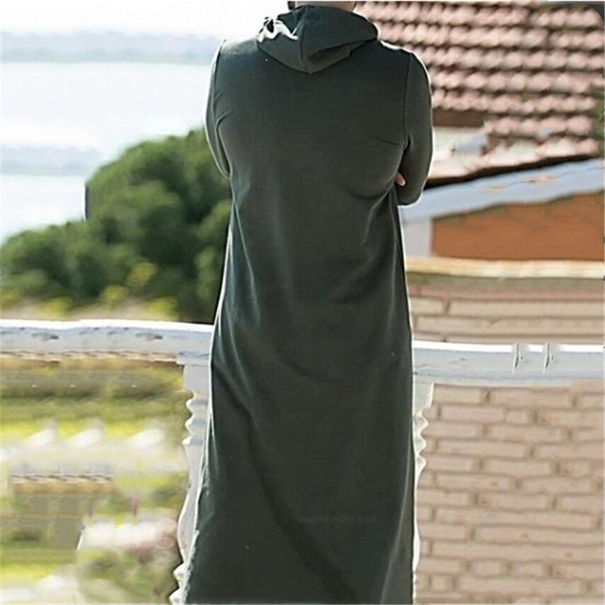 Heren moslim arabische islamitische kleding lange mouwen zak gewaad ramadam karftan eid mubarak jubba thobe voor mannen casual hoodies trui