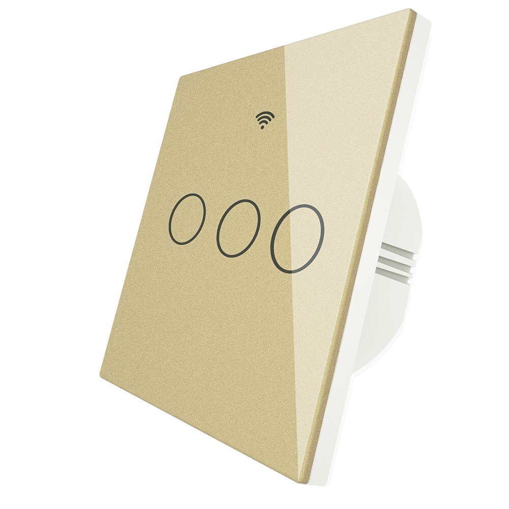WiFi RF433 Transmitter Wall Panel Smart Glass Panel Touch Switch 1/2/3 Gang Remote Control Switch Works with Alexa, Google Home: 3 Gang Master Switch