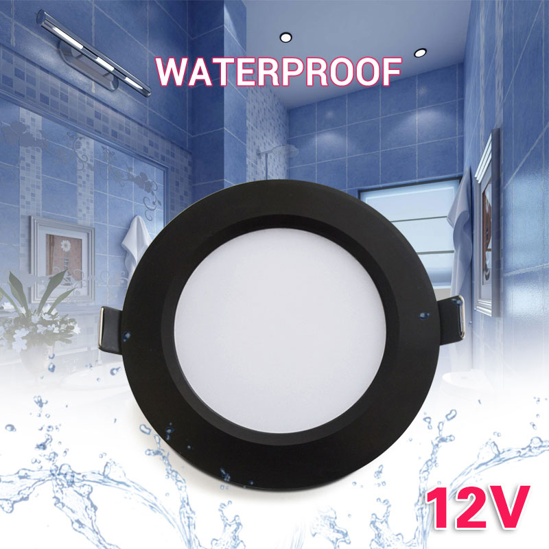 Luz empotrable LED 12V impermeable IP65 7W 9W 12W 15W 3W 5W lámpara de punto de luz de techo negra para baño iluminación exterior e interior