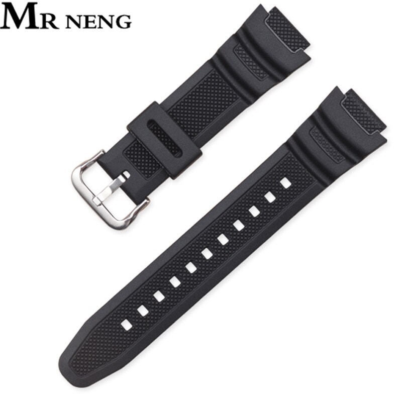 Bracelet En Silicone pour Casio AE-1000w AQ-S810W SGW-400H/SGW-300H Bracelet En Caoutchouc Boucle Ardillon Bracelet Montre Bracelet de Poignet Noir: Black S