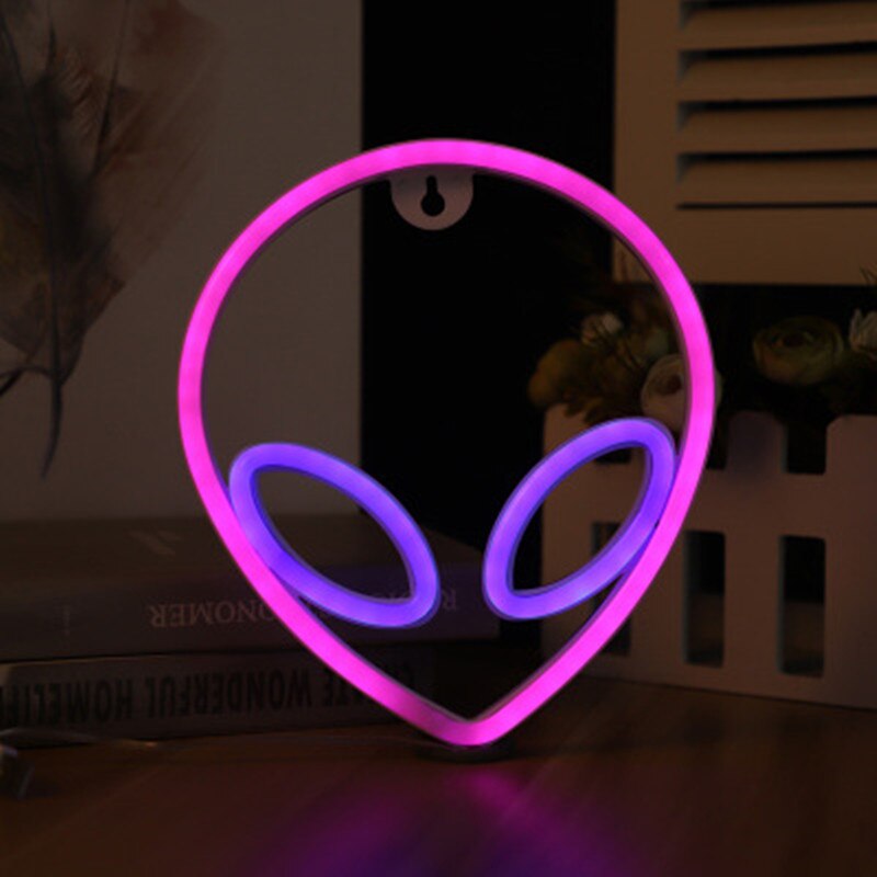 Creatieve Alien Gezicht Neon Wandlampen Voor Thuis Kinderkamer Muur Decor Neon Sign Xmas Party Art Decoratie neon Lamp: Pink Blue Face
