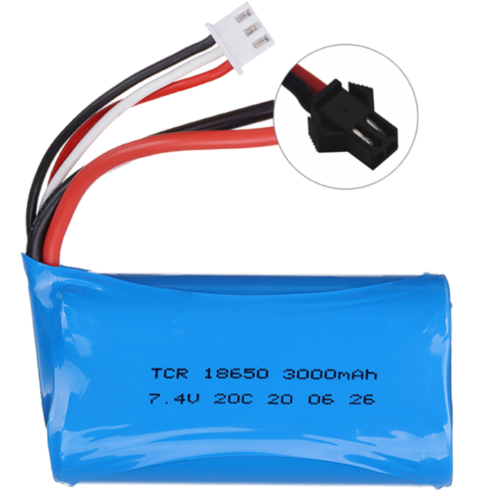 7.4V 1500/3000/3500/5000 mAh JST/T/SM Plug 18650 2S li-ion Battery for Wltoys 144001 12423 10428 12429 12401 RC Car Spare Parts: SKY BLUE
