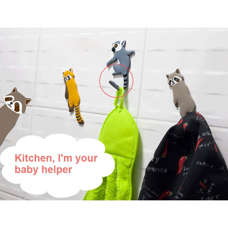 Multi-Purpose Hooks animal Fridge Hook Key Wall Crochet Holder adhesive refrigerator magnet wall can Washed holder wall hook