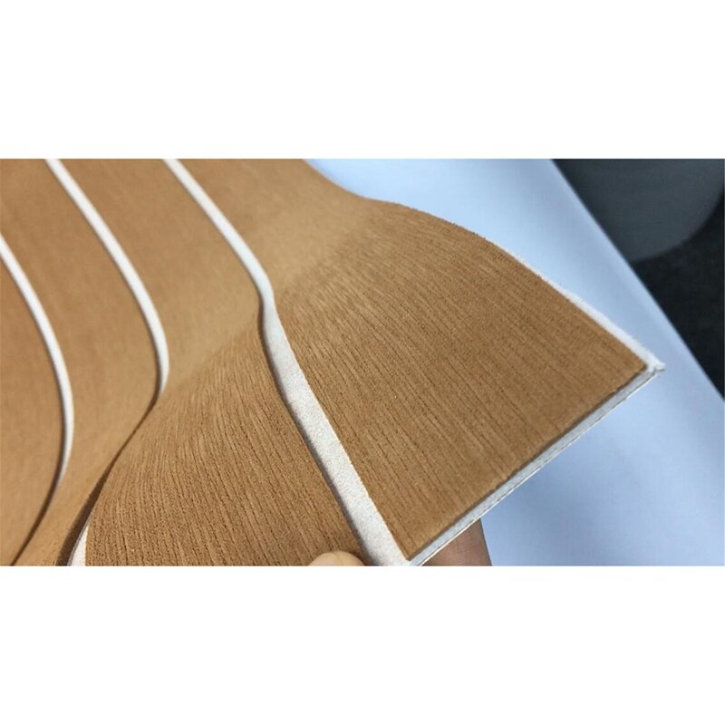 Feuille de teck en mousse EVA auto-adhésive 240X45cm Yacht tapis de sol en mousse synthétique marron avec ligne blanche