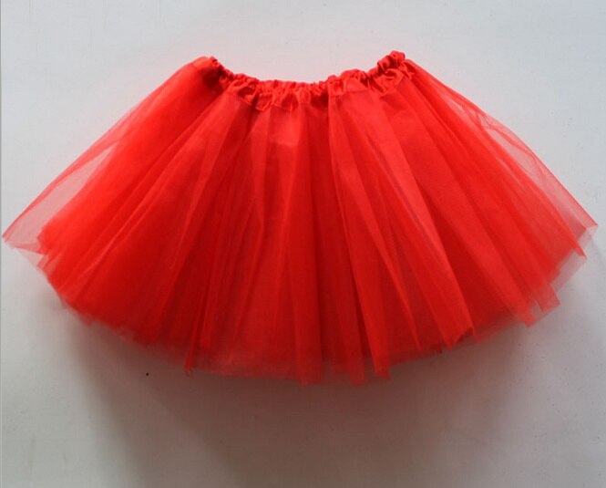 Falda de tutú para niñas, falda translúcida de hilo de red de 3 capas, hermoso color, falda de baile, falda deportiva barata para niñas, 1 unidad: Rojo