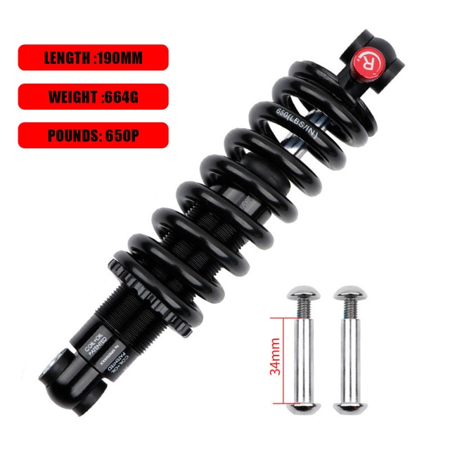 MTB 190MM Mountain Bike Alloy Air Rear Shock Absorber Adjustable Damping for Cycling Travel Downhill EXA 291R: 190mm