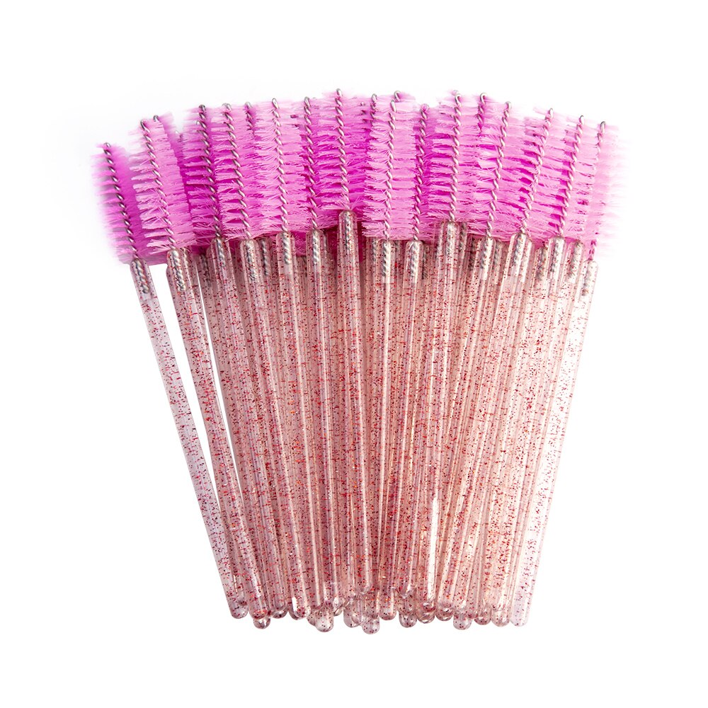 100 unids/pack nueva buena desechable pestañas maquillaje para pestañas cepillo Mini varitas de rímel de pincel para maquillaje herramienta de maquillaje: New Pink