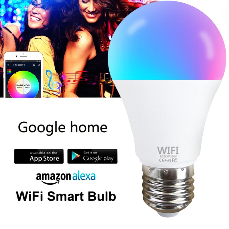 Smart Light Bulb15W Dimbare B22 E27LED Lamp Rgb + Cct Wifi Intelligente Lamp Werk Met Alexa/Googlehome AC220V/110V