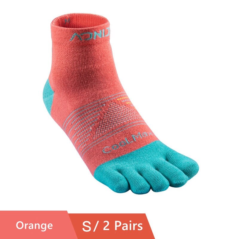 AONIJIE 2 Pairs Außen Socken Schnell Trocknend Fünf Kappe Socken Tragbare Toesocks Für Camping Wandern Trail Running Jogging E4810 E4806: Orange S Size